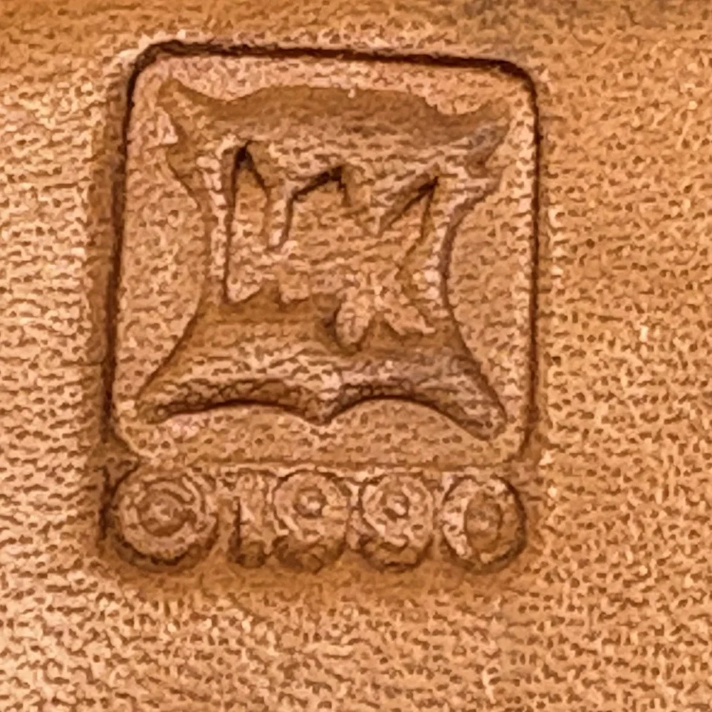 1990 Leather Eagle Belt Buckle Tooled Embossed Western Americana Vintage